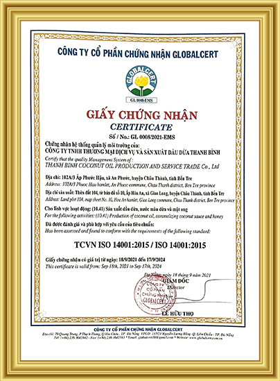  - Dầu Dừa Thanh Bình - Công Ty TNHH Thương Mại Dịch Vụ Và Sản Xuất Dầu Dừa Thanh Bình